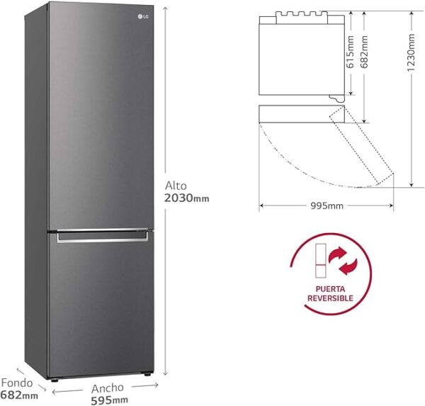 LG GBP62DSNGN – Frigorífico Combi Total No Frost con Door Cooling+ y Fresh Converter - Imagen 2