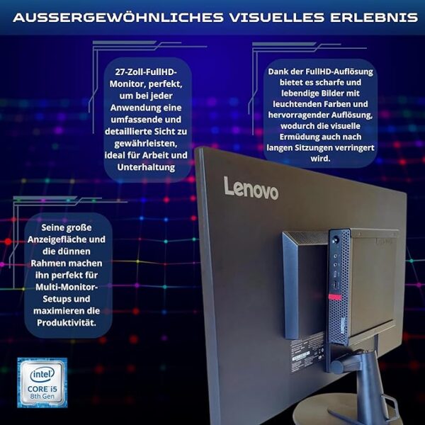 Lenovo All-in-One 27” con Intel Core i5 – Ordenador de Sobremesa Profesional con SSD de 1 TB - Imagen 5